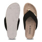 Black womens casual fashion flip flops with comfortable footbed for everyday wear