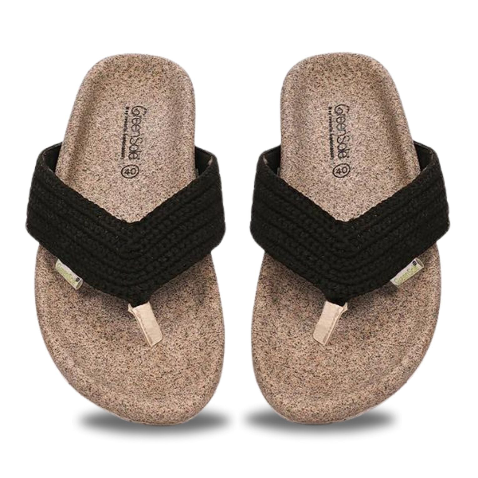 Stylera women's casual fashion flip flops with comfortable braided straps in black