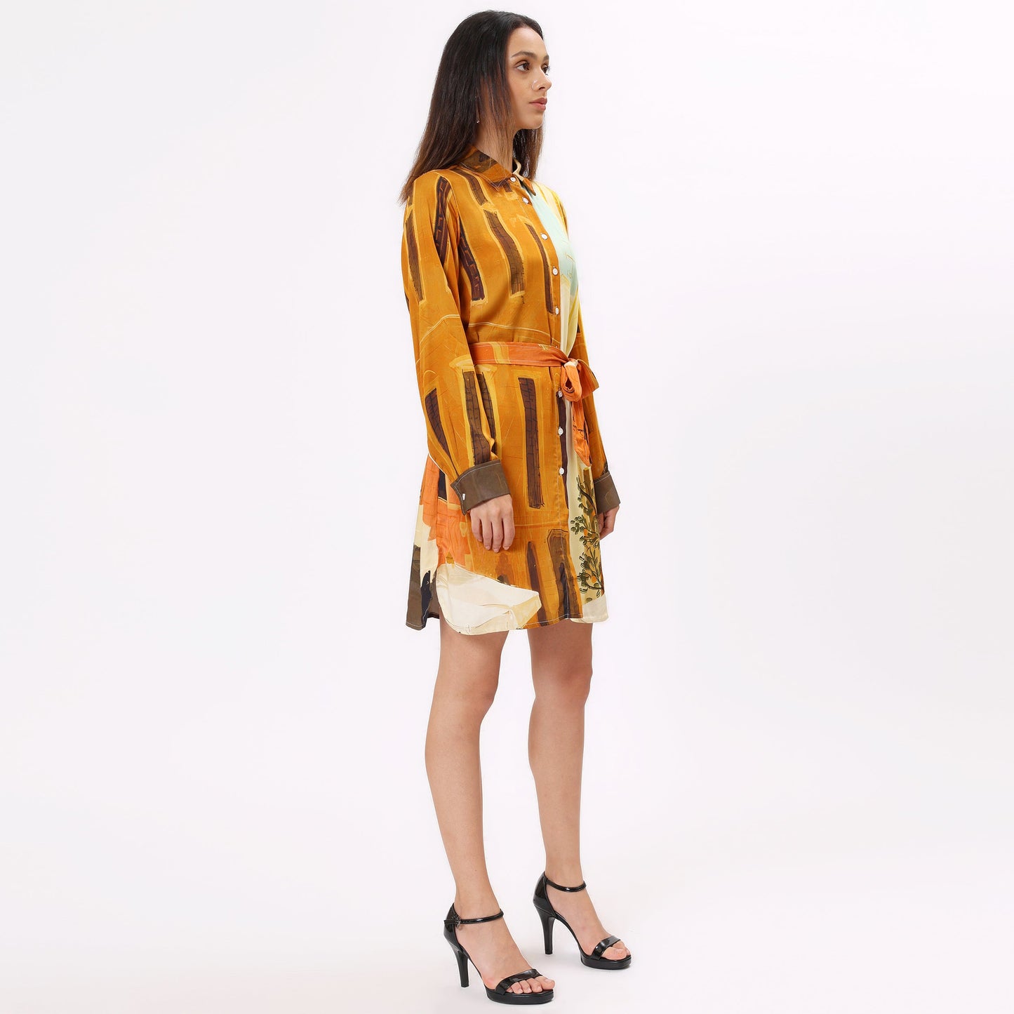 Stylera women's casual statement dress in vibrant colors with a belted waist for a stylish look