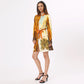 Stylera women's casual statement dress featuring a colorful design and belted waist for a chic look