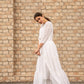 women's elegant long dress in white with tiered layers for a sophisticated look