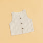 Beige striped women's fashion waistcoat with buttons for a stylish layering option