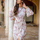Stylera women's floral dhoti style dress with long sleeves and elegant draping details