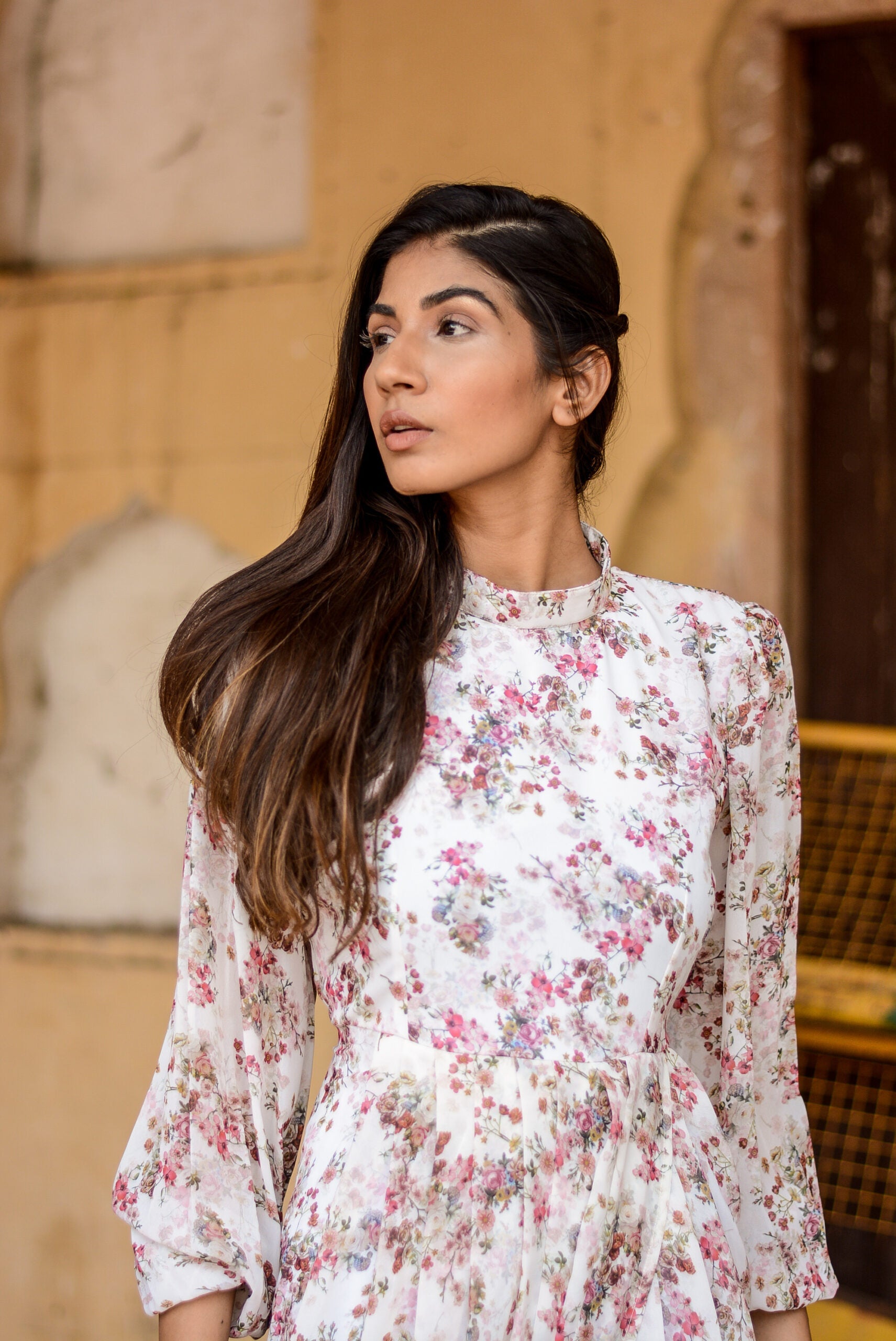 Beautiful women's floral dhoti style dress with long sleeves and elegant floral patterns