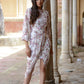 Elegant women's floral dhoti style dress with a flowing design and three-quarter sleeves