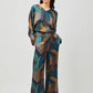 Stylera women's geometric print lounge set featuring a long sleeve top and wide-leg pants