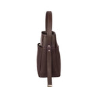 Stylera women's leather shoulder bag with a sleek bucket design and adjustable strap