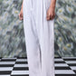 Stylera women's regular fit linen pants in white with pleats and straight legs