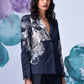 Women's statement blazer for work by Stylera with black and white floral print