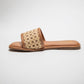 Stylera women's summer flat sandals with woven strap and brown sole