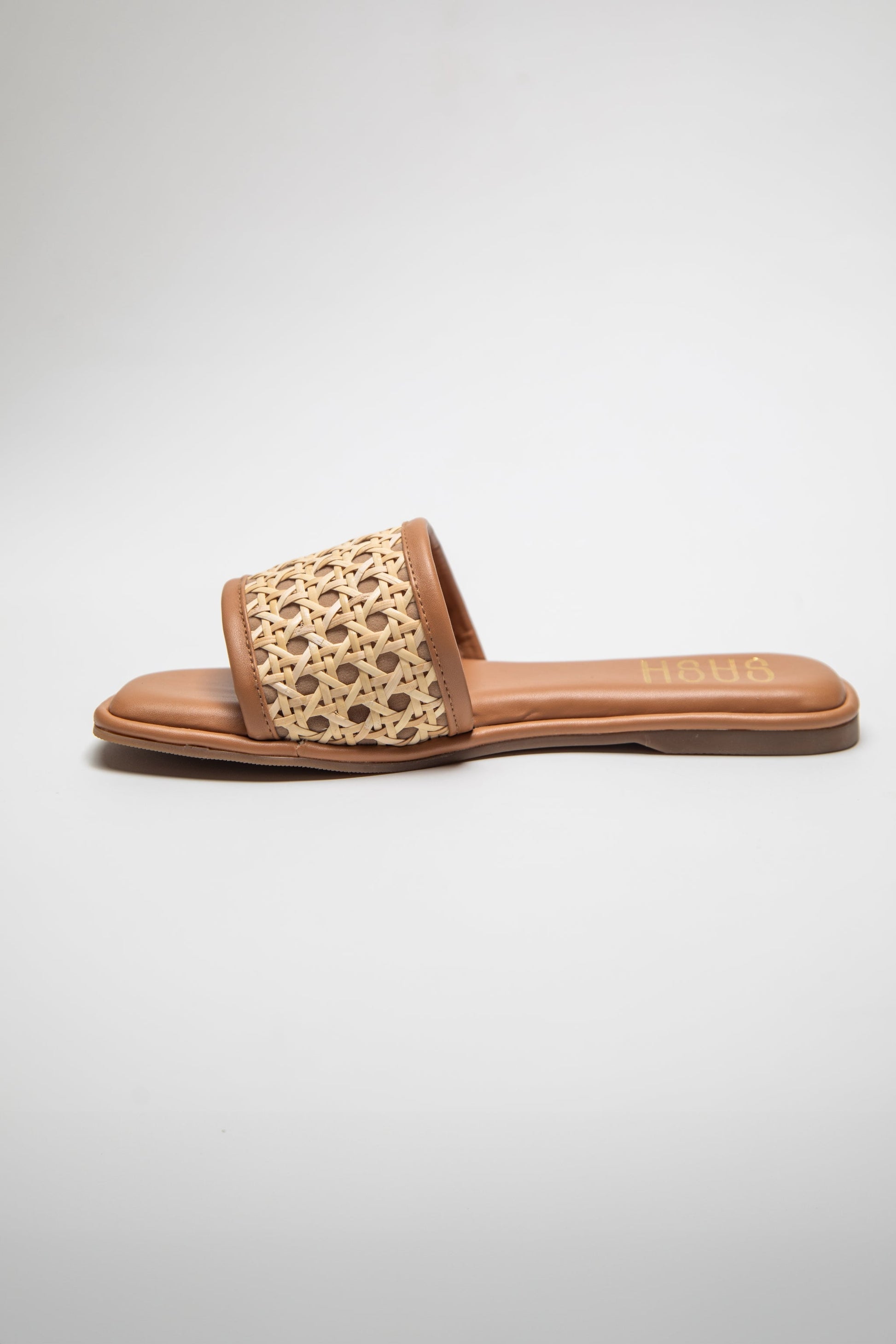 Stylera women's summer flat sandals with woven strap and brown sole