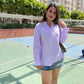 Stylera women's trendy summer tops in light purple, perfect for casual outings with denim shorts