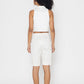 Stylera women's white vest top shown from the back with high neckline and sleeveless design
