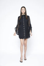 Black Georgette Short Shirtdress