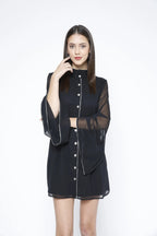 Black Georgette Short Shirtdress