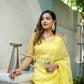 Elegant yellow floral organza saree by Stylera , perfect for festive occasions and celebrations