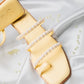 Stylera yellow pearl sandals for women featuring square toe and pearl-adorned straps
