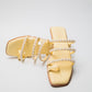 Yellow pearl sandals for women by Stylera featuring pearl-embellished straps and square toe flats
