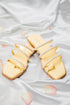 yellow pearl sandals for women with square toe and multiple pearl-embellished straps by Stylera