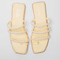 Stylera yellow pearl sandals for women with square toe and multiple pearl-embellished straps