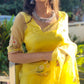 Elegant yellow sunflower saree by DiraByDimple with delicate floral embroidery for festive occasions