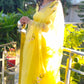 DiraByDimple yellow sunflower saree with delicate floral embroidery and elegant draping style