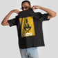 Stylera Lifestyle black oversized graphic t-shirt with yellow yoga print worn by male model