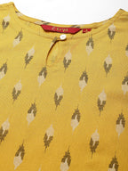Women Geometric Print Cotton Linen Kurta Krya