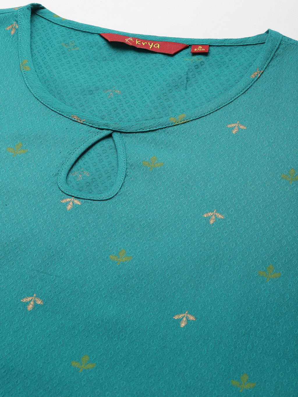 Women Teal Keyhole Neck Straight Kurta Krya
