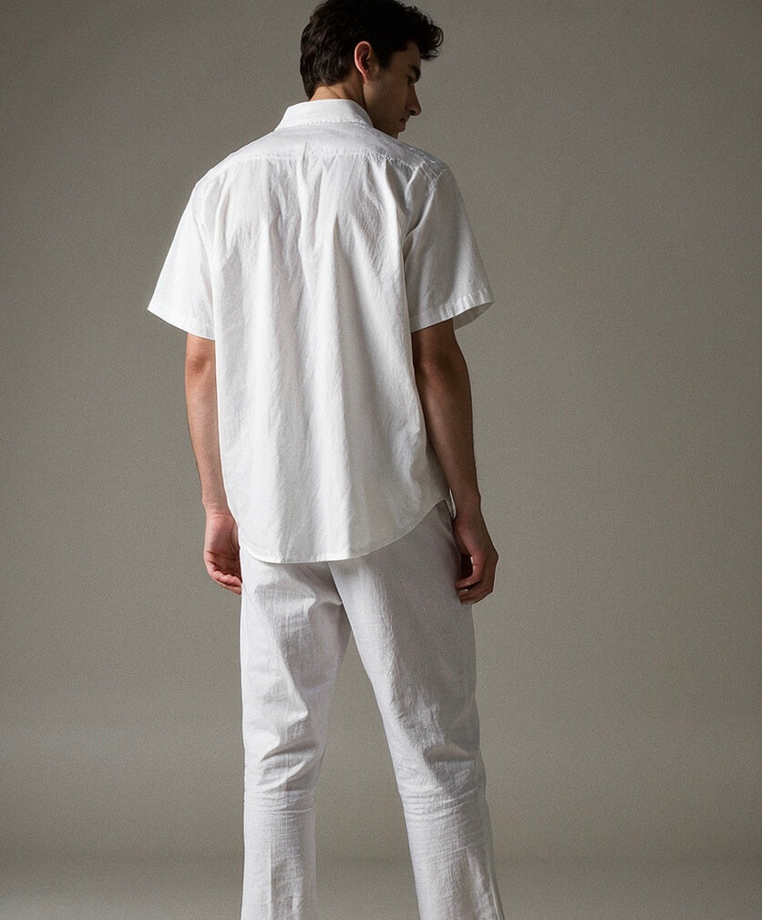 Men’s White Linen Co-ords set Breathable & Stylish Two-Piece Outfit - Adam Spirit